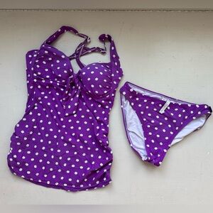 Seafolly Purple Polka Dot Tankini
